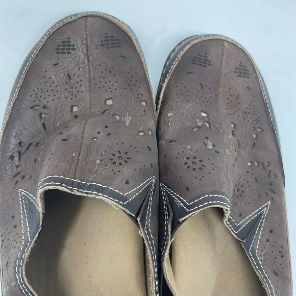Spring Step L’Artiste Brown Slip-On Leather Shoes Women’s Size 41 Floral Cutout - Picture 5 of 11